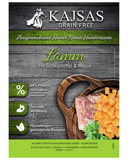 Lamm mit Süßkartoffel & Minze – Grain Free für ausgewachsene, kleine Rassen