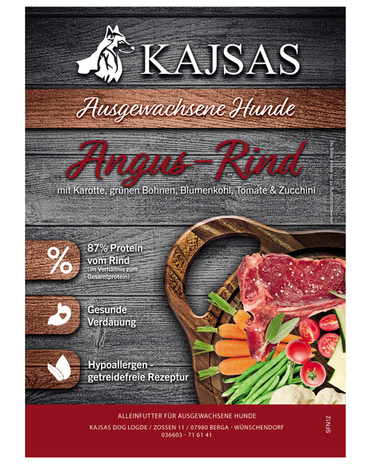 Angus-Rind mit Karotte, grünen Bohnen, Blumenkohl, Tomate & Zucchini – Superfood 65 für ausgewachsene Hunde