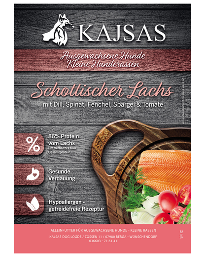Schottischer Lachs mit Dill, Spinat, Fenchel, Spargel und Tomate - Superfood 65 für ausgewachsene, kleine Rassen