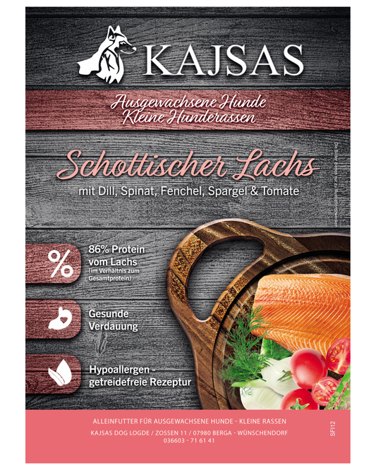 Schottischer Lachs mit Dill, Spinat, Fenchel, Spargel und Tomate - Superfood 65 für ausgewachsene, kleine Rassen